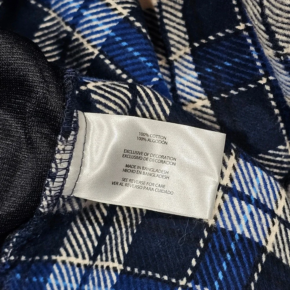 Orvis Flannel Shacket Shirt Mens L Blue Plaid Pocket Rugged Cabin Lumber